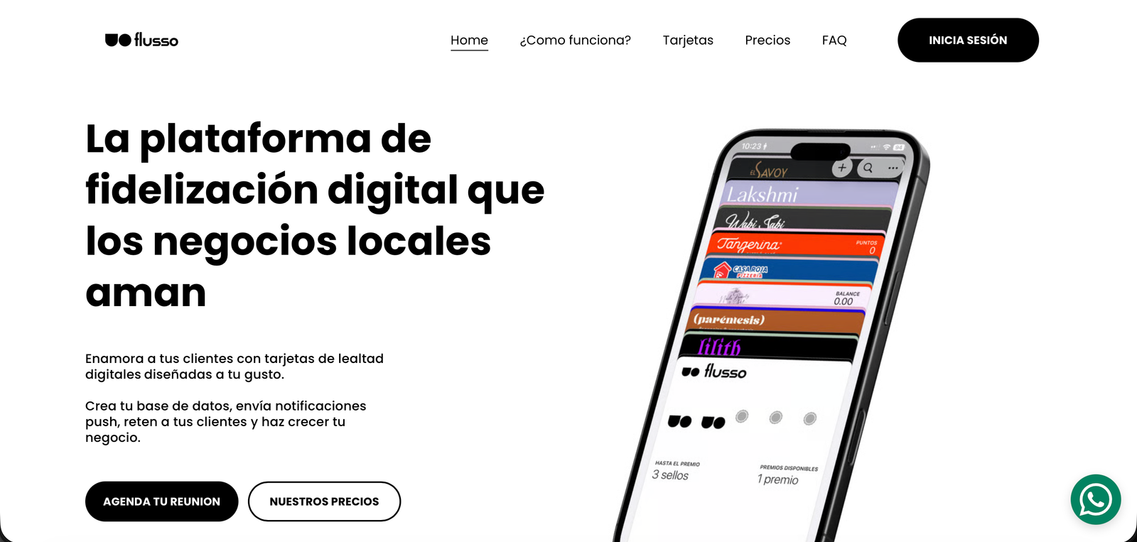 Captura de FLUSSO: Loyalty infrastructure.